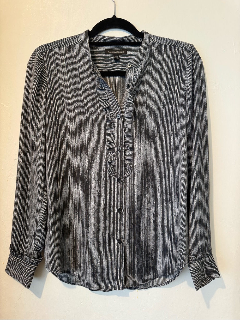 Banana Republic Black and White Pinstripe Button-Front Shirt
